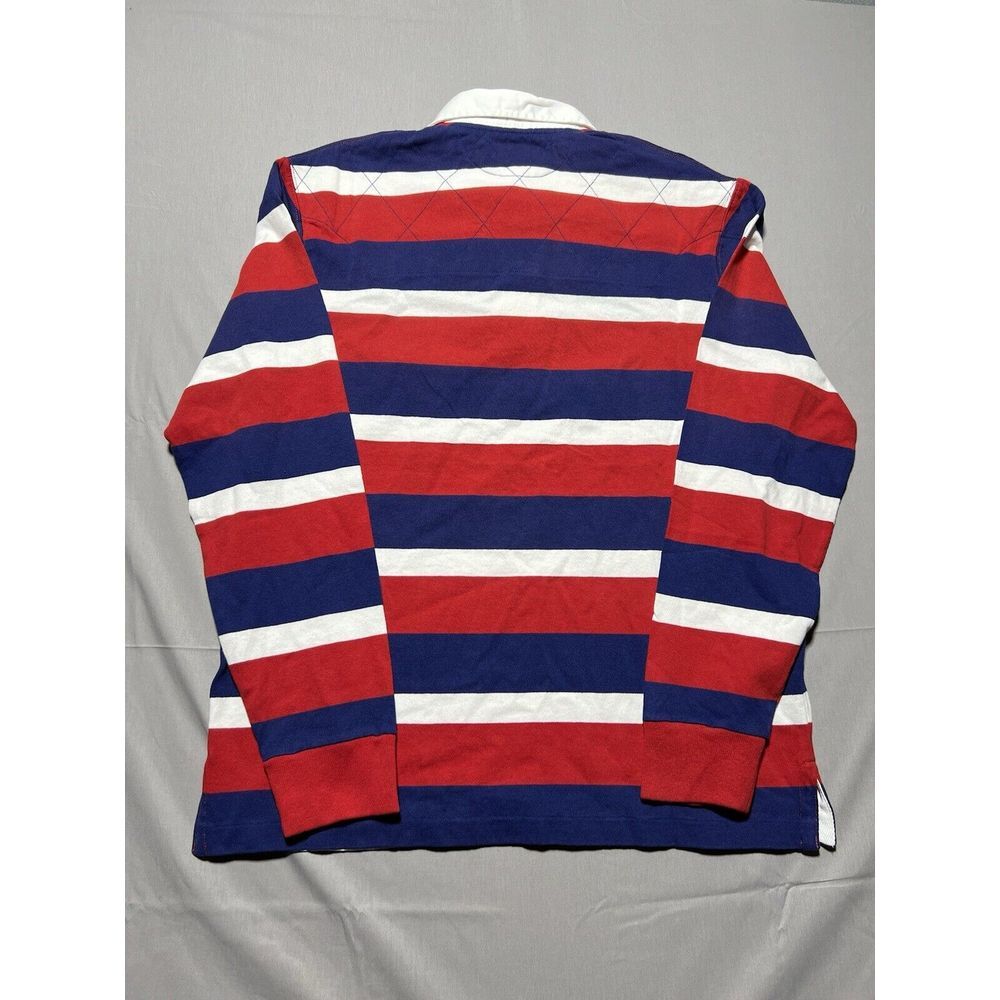 Polo Ralph Lauren‎ Rugby Shirt Men's M Striped Embroidered Patchwork Long Sleeve - Picture 2 of 11